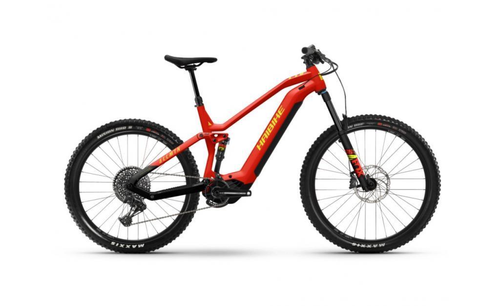 Celoodpružené elektrokolo Haibike AllMtn 7 - Mattte Red Black Neon 2023