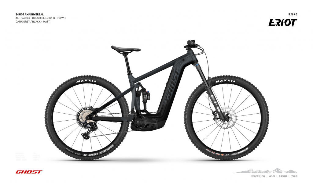 Ghost Horské elektrokolo E-Riot AM AL 160/160 Universal B750 Grey/Black