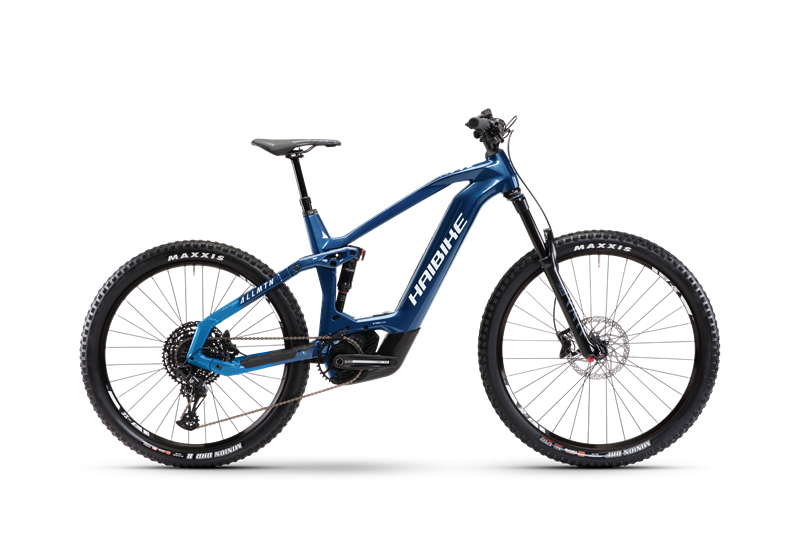 celoodpružené elektrokolo Haibike AllMtn CF 9 Gloss Blue/Fade White 2024