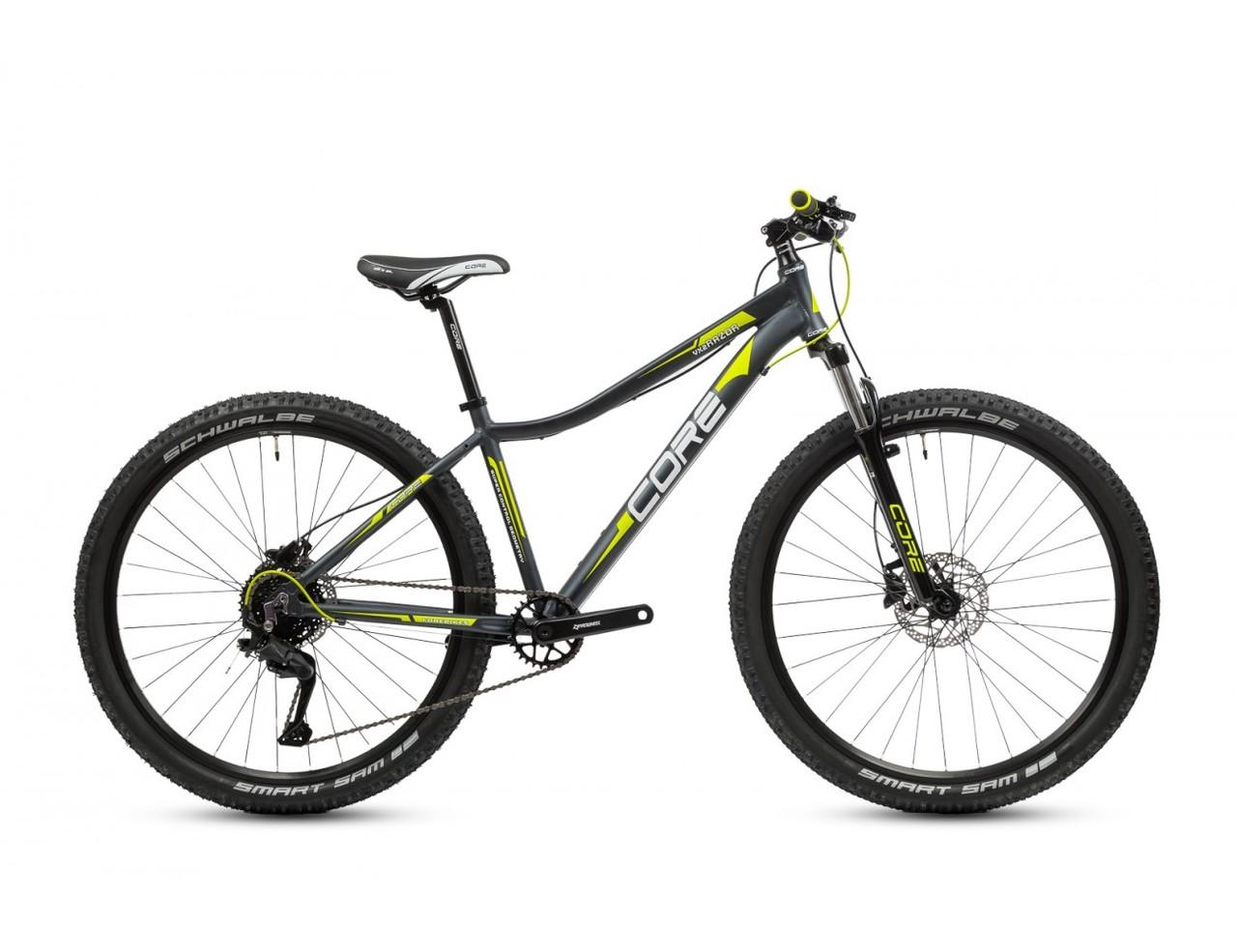 Jízdní kolo 27,5" Core Razor, černý mat se žlutou 15" kotoučový, 1x9s, brzdy MT-200, Zoom odpružená vidlice